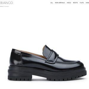 Tony Bianco Black Patent Leather Chunky Loafers Women’s Size 10 Excellent
